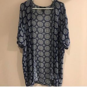 Blue and white cardigan